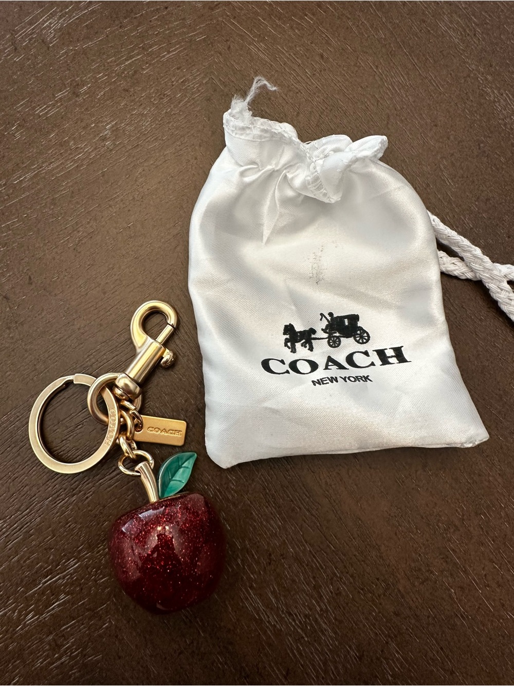 COACH Gold-Tone Red Apple Bag Charm